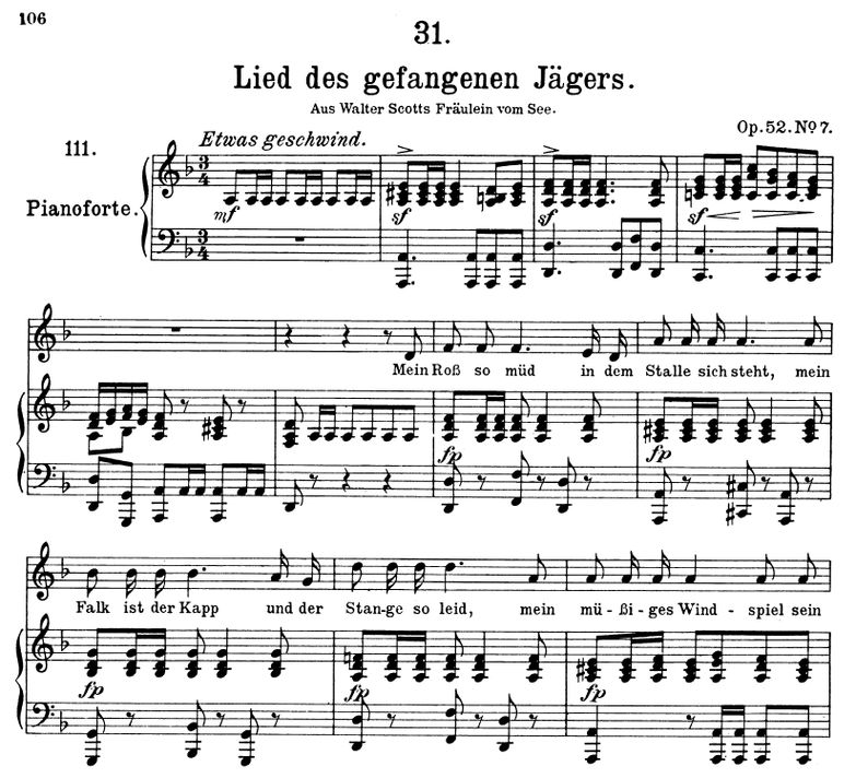 Lied des gefangenen Jäger's D.843 in D Moll, F. Sc...