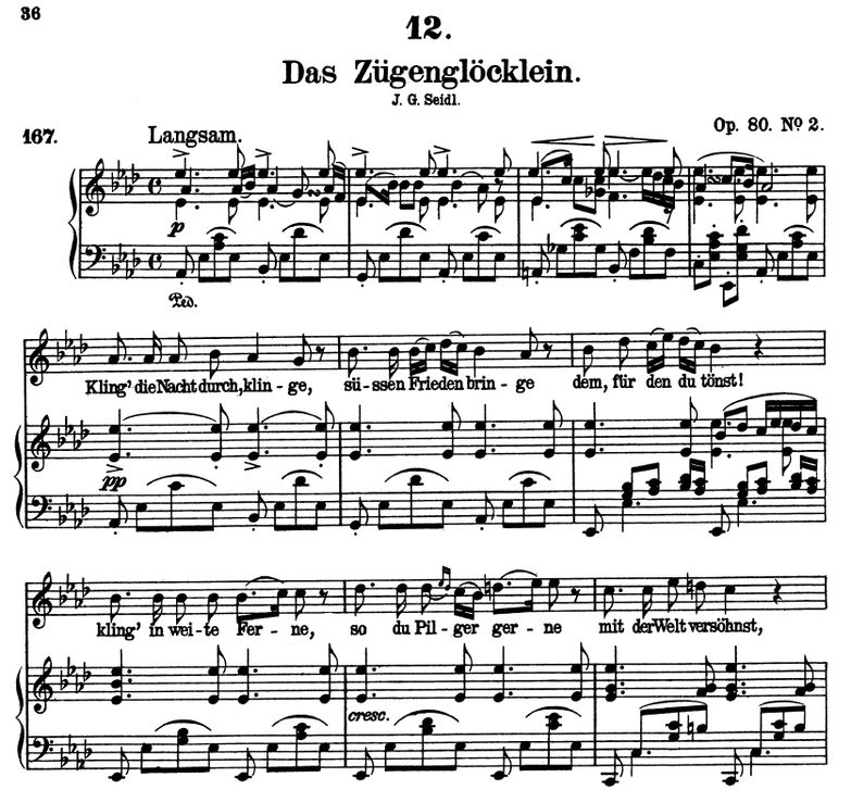 Das Zügenglocklein D.871 As-Dur, F. Schubert. Band...
