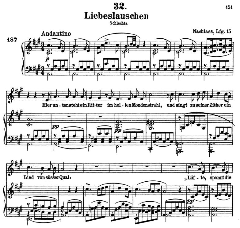 Liebeslauschen D.698 A Dur, F. Schubert. Band III....