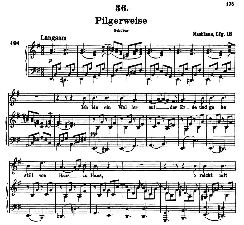 Pilgerweise D.789 E Moll, F. Schubert. Band III. P...