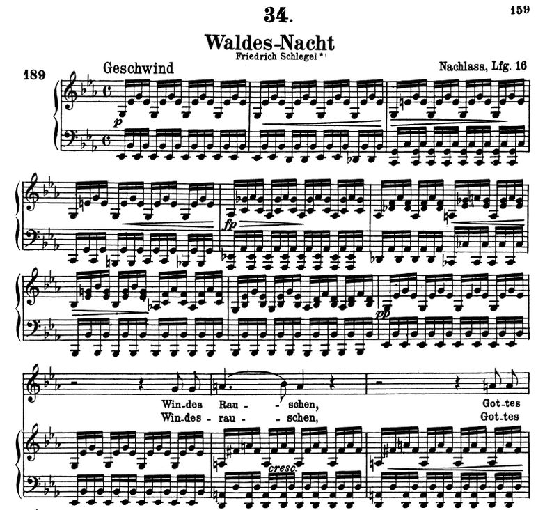 Waldes Nacht D.708, Es-Dur, F. Schubert. Band III....