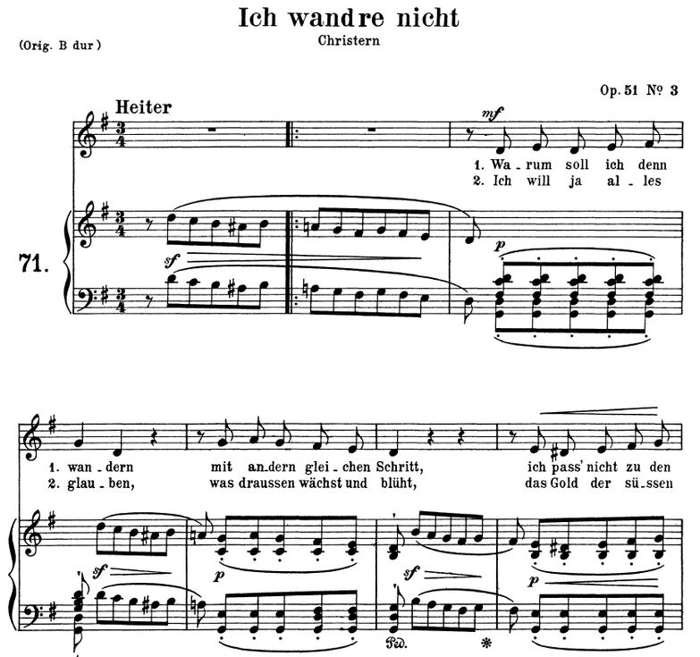 ich wand're nicht Op 51 No.3, G Dur, R.Schumann. B...