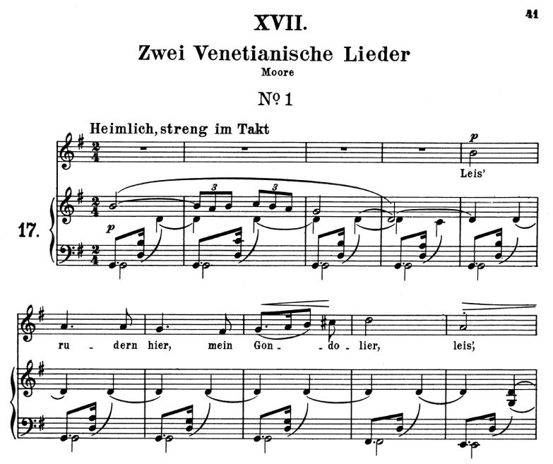 Venetianisches Lied I Op 25 No.17,  G-Dur, R.Schum...