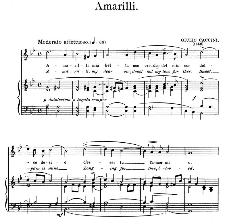 Amarilli, Medium Voice in G minor, G.Caccini. For ...