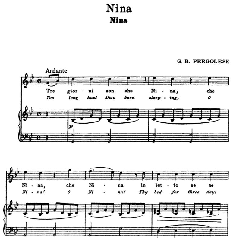 Nina, High Voice in G minor, G.B.Pergolesi. For So...