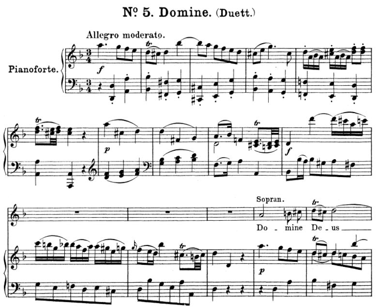 No.5 Domine Deus: Duet Soprano/Mezzo and Piano. Gr...
