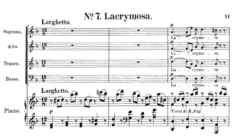 No.7 Lacrymosa: Choir SATB and Piano. Requiem K.62...