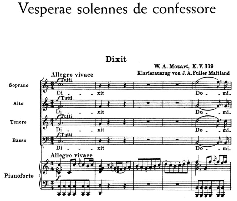 No.1 Dixit: Choir SATB and Piano. Vesperae solenne...