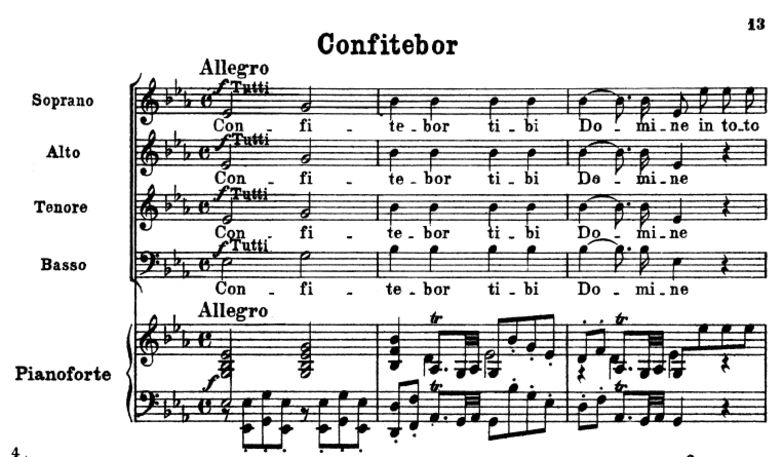 No.2 Confitebor: Solo Quartet SATB, Choir SATB and...