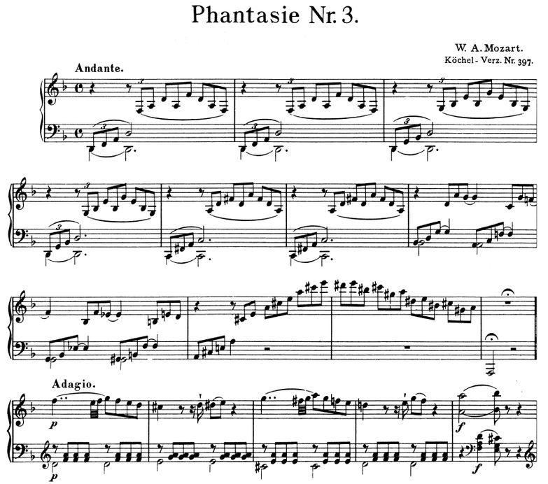 Fantasia No.3 K.397 in D minor, W.A Mozart. Urtext...