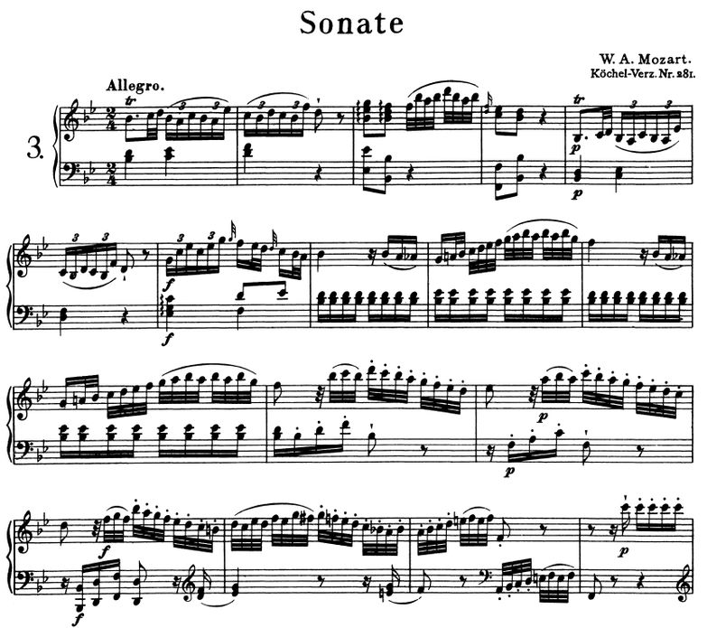 Sonata No.3 K.281 in B Flat Major, W.A Mozart. Urt...