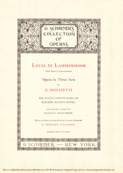 Lucia di lamermoor, Ed. Schirmer (1898). PD. Vocal...