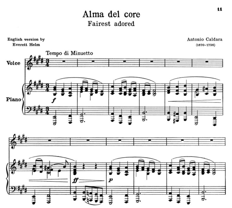 Alma del core, Low Voice in E Major, G.Caccini, Ed...