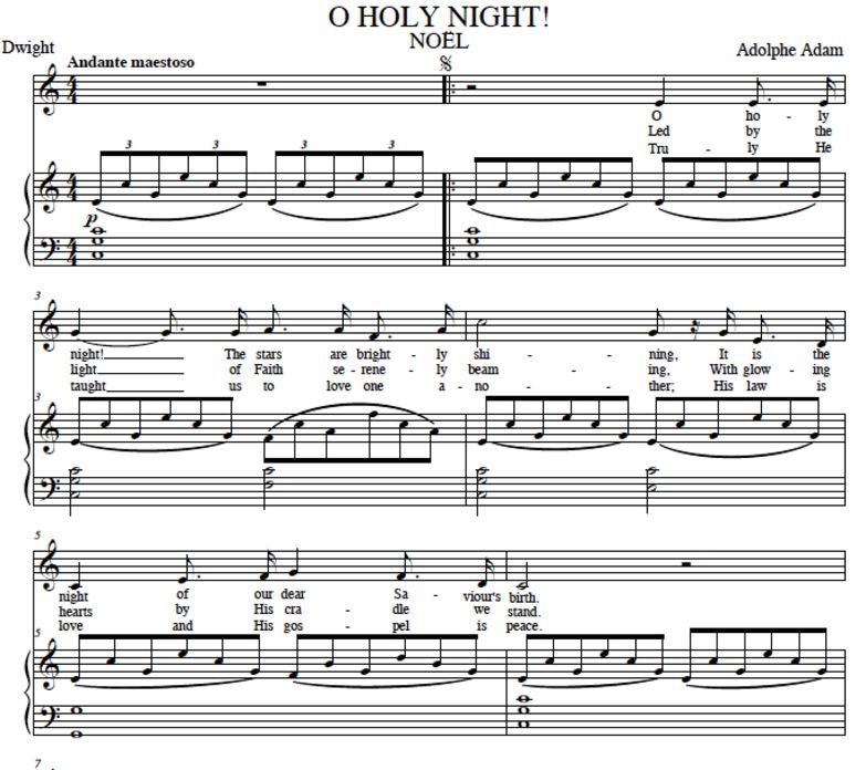 O Holy Night (Noël).Transposition in C Major (Bari...