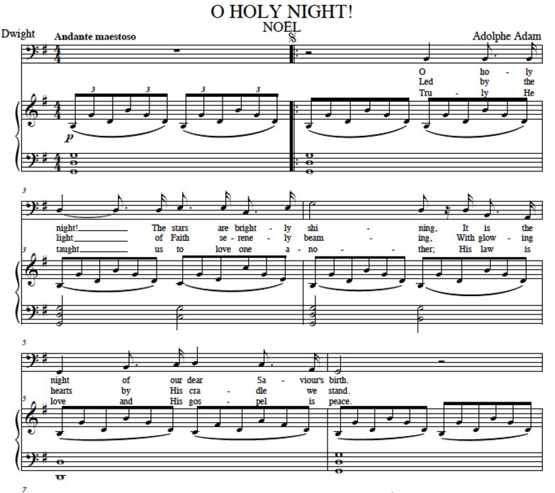 O Holy Night (Noël).Transposition in G Major (Bass...