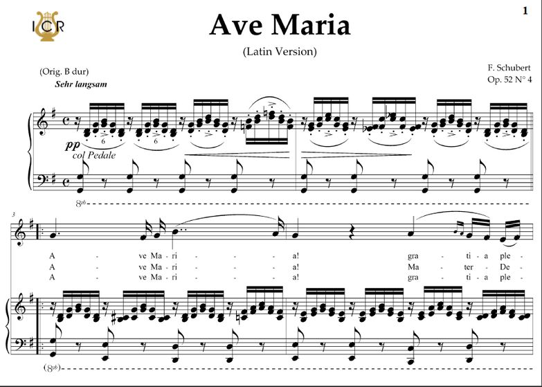 Ave Maria, D. 839 Transposition in G Major (Mezzo)...