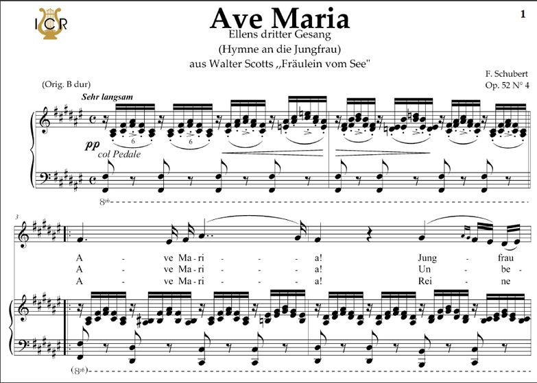 Ave Maria, "Ellens Gesang III", D. 839. in F Sharp...