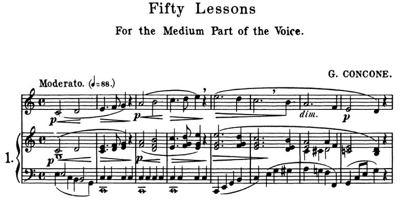 Concone 50 Lessons Op.9 . Medium Voice . Lesson 1 ...