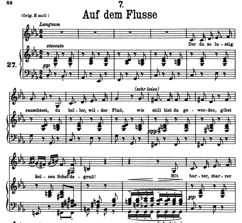 Auf dem Flusse, D 911-7, c-moll (Winterreise). F. ...