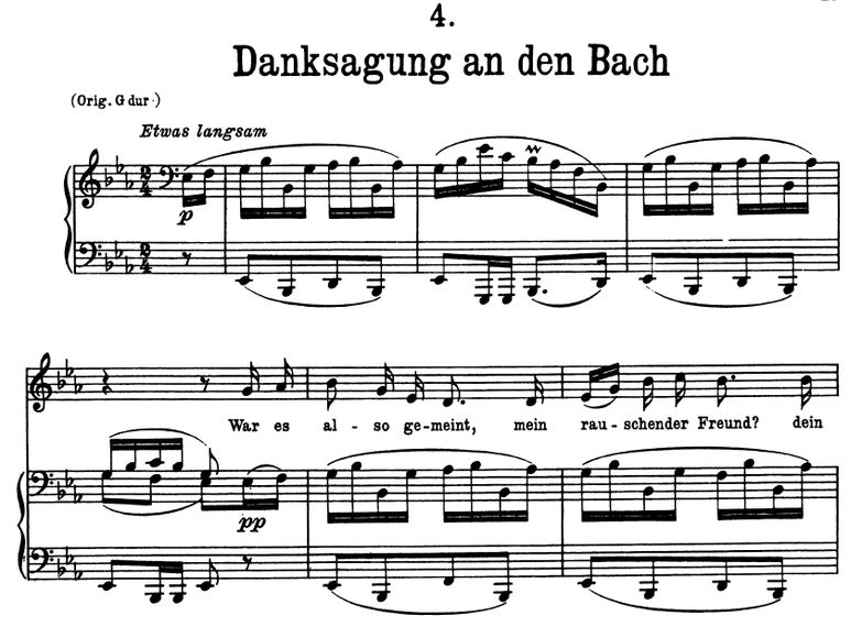 Danksagung an den Bach, D.795-4, Es-Dur (Die Schön...
