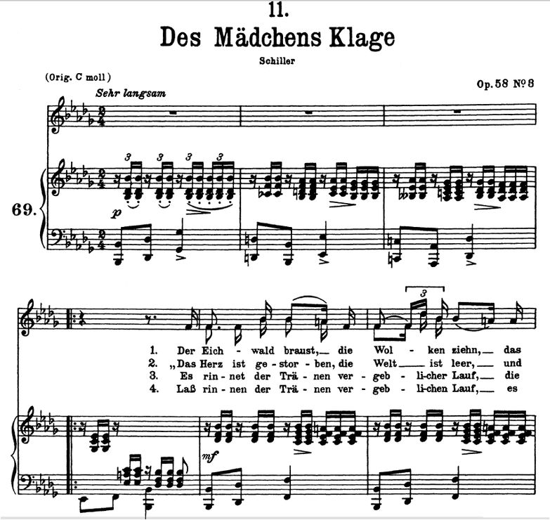 Des Mädchen's Klage, D.191, b-moll. F. Schubert. P...
