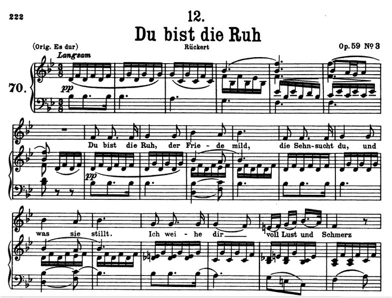 Du Bist die Ruh, D.776, B-Dur. F. Schubert. Peters...
