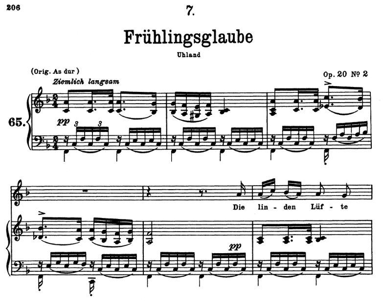 Frühlingsglaube D.686, G-Dur. F. Schubert. Peters ...