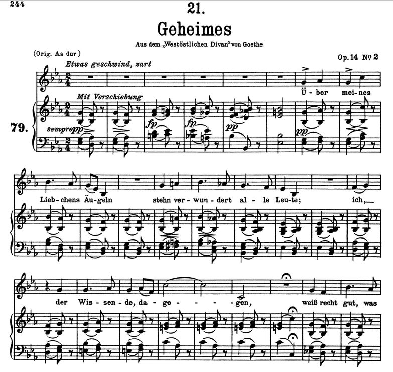 Geheimes D.719, Es-Dur. F. Schubert. Peters Friedl...