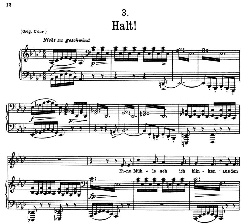 Halt! D.795-3, As-Dur. F. Schubert (Die Schöne Mül...