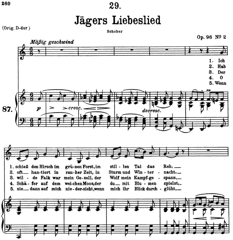 Jägers Liebeslied D.909, C-Dur. F. Schubert. Peter...