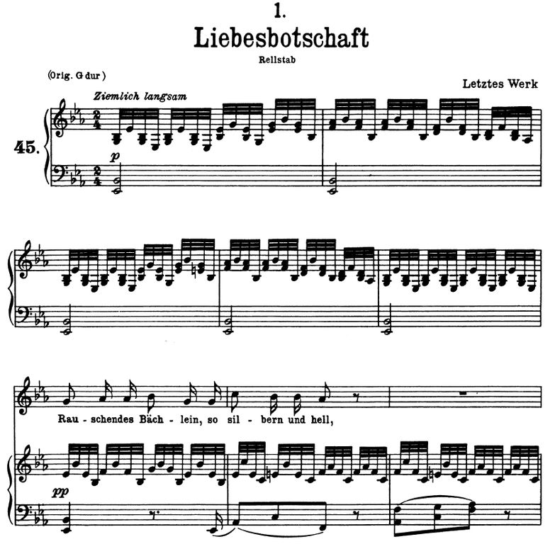 Liebesbotschaft D.957-1, Es-Dur. F. Schubert (Schw...