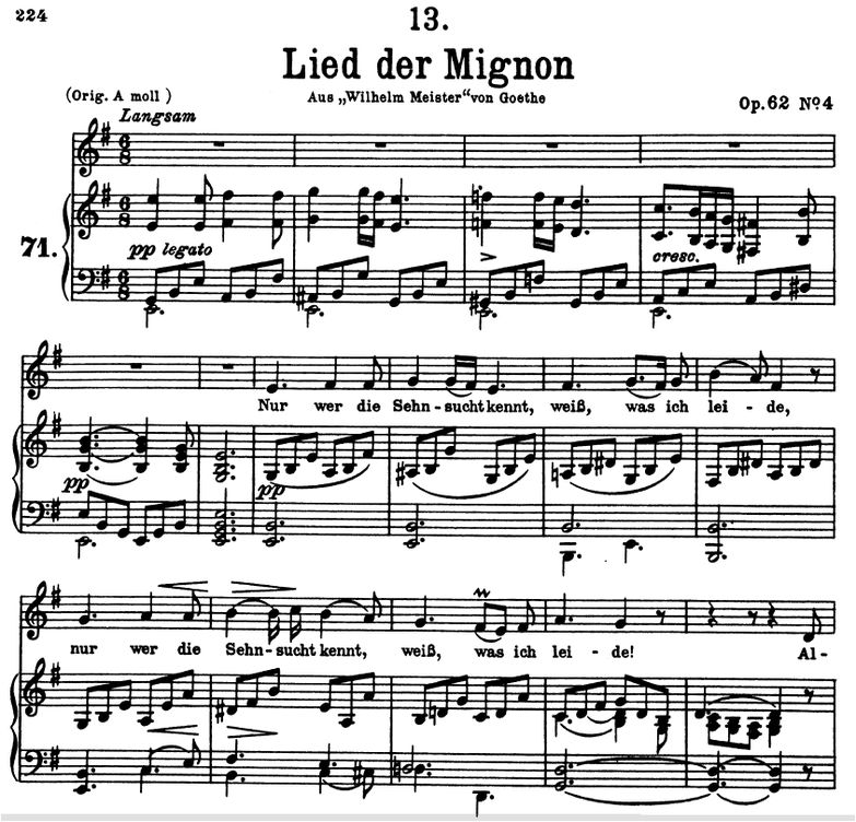 Lied der Mignon D.877-4, "Nur wer die Sehnsucht ke...