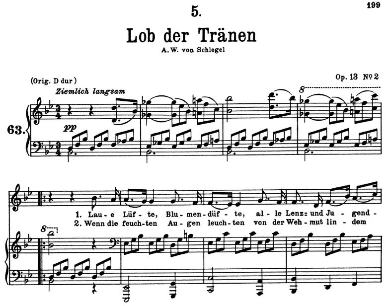 Lob der Tränen D.711, B-Dur. F. Schubert. Peters F...