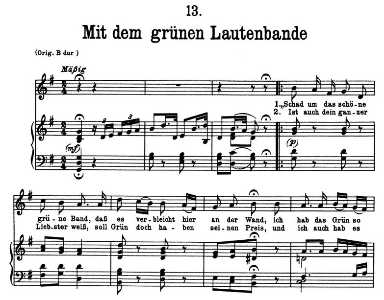 Mit dem grünen lautenbande D.795-13, G-Dur. F. Sch...