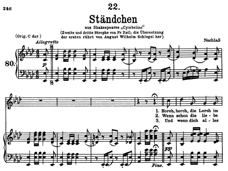 Ständchen D.889, "Horch, horch die Lerch", As-Dur....