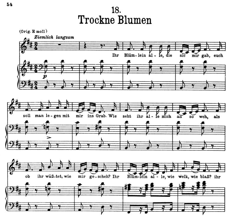 Trockne Blumen D.795-18, h-moll. F. Schubert (Die ...