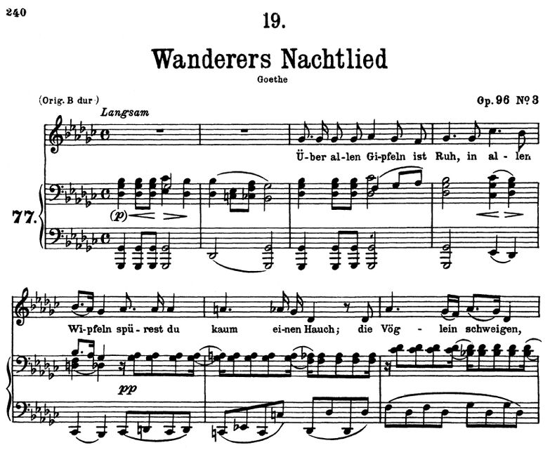 Wanderers Nachtlied II, D.768, "Uber allen Gipfeln...