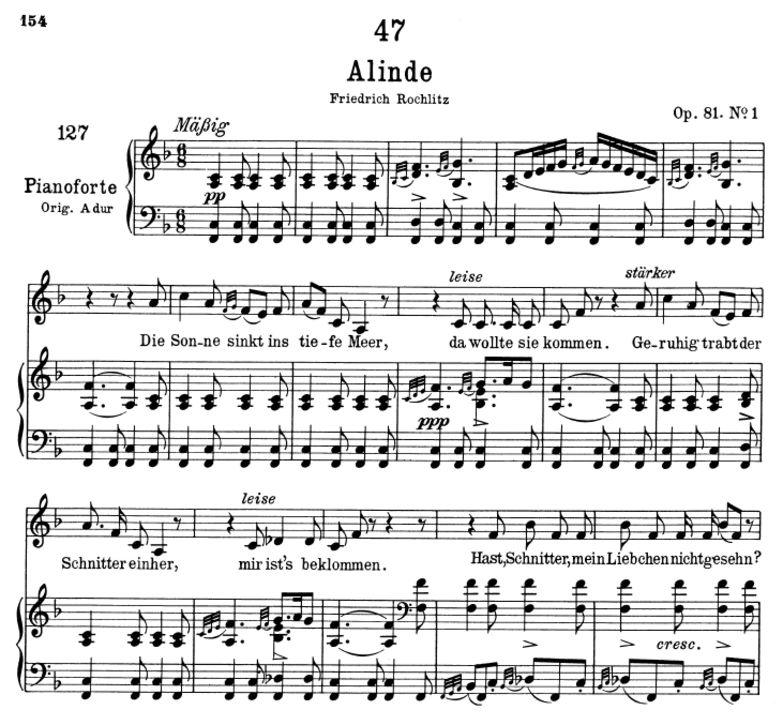 Alinde, D.904, F-Dur. F. Schubert. Peters Friedlae...