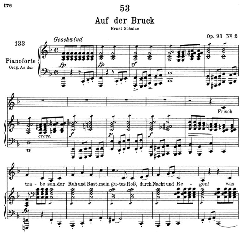 Auf der Brück, D.833, F-Dur. F. Schubert. Peters F...
