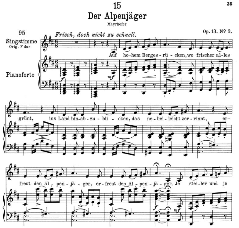 Der Alpenjäger, D.524, D-Dur. F. Schubert. Peters ...