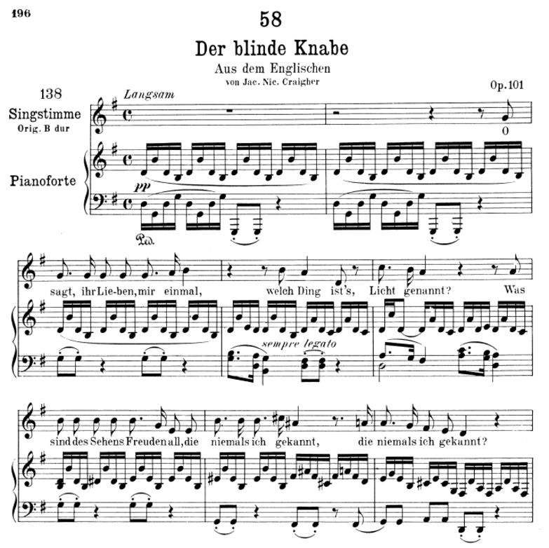 Der blinde Knabe, D.833, G-Dur. F. Schubert. Peter...