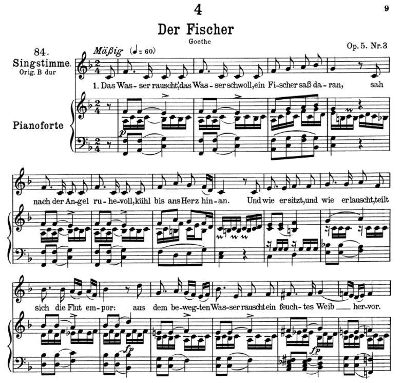 Der Fischer, D.225, Es-Dur. F. Schubert. Peters Fr...