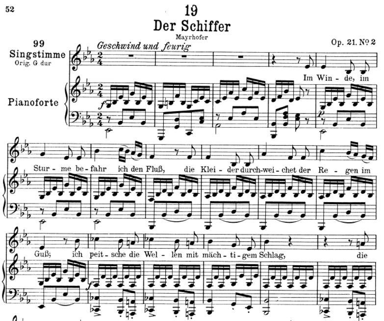 Der Schiffer D.536, Es-Dur. F. Schubert. Peters Fr...