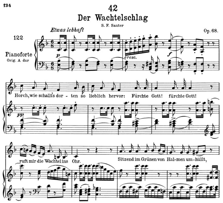 Der Wachtelschlag D.742, F-Dur. F. Schubert. Peter...