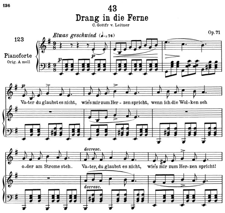 Drang in die Ferne, D.770. e-moll, F. Schubert. Pe...