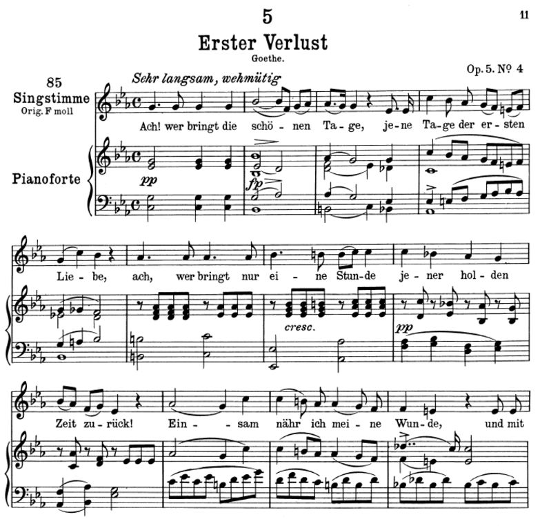 Erster verlust, D.226. c-moll, F. Schubert. Peters...