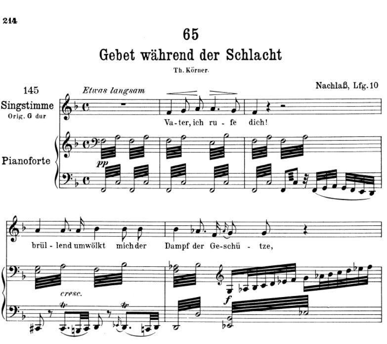 Gebet wâhrend der Schlacht, D.171. F-Dur, F. Schub...