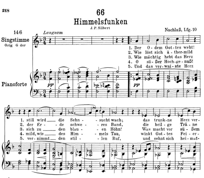 Himmelsfunken D.651. F-Dur, F. Schubert. Peters Fr...