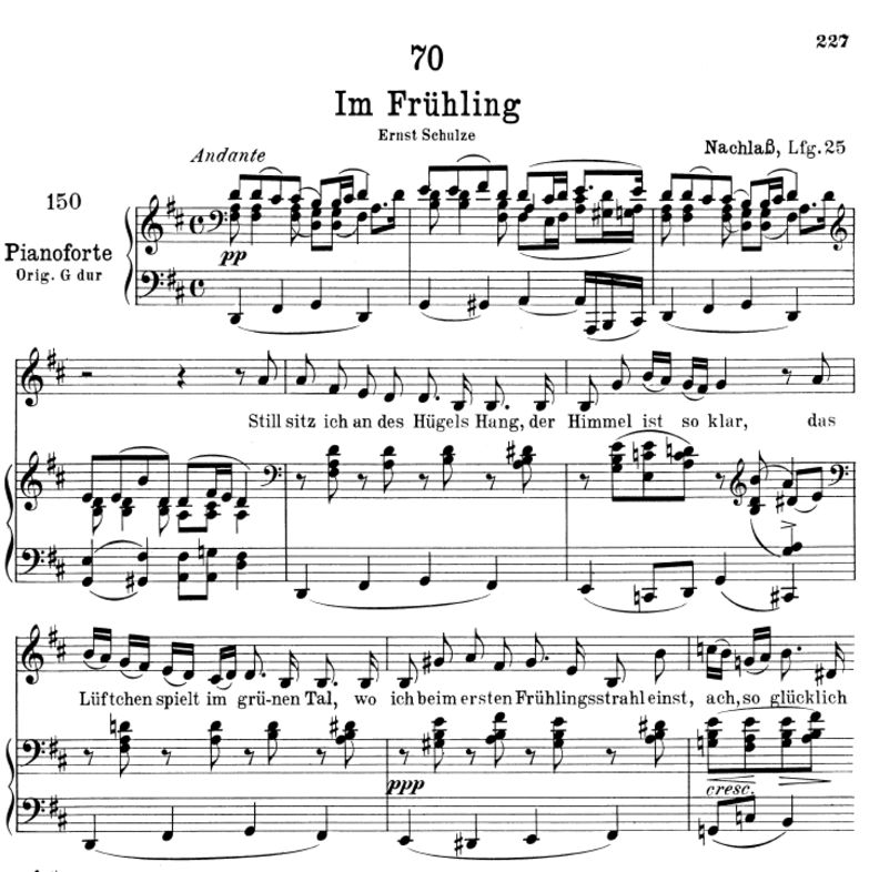 Im Frühling D.882. D-Dur, F. Schubert. Peters Frie...