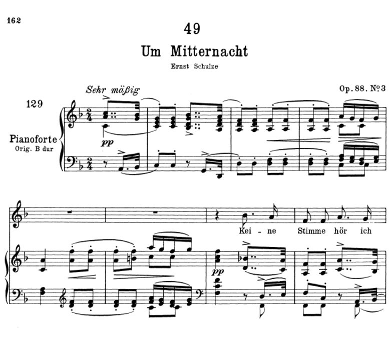 Um Mitternacht D.862, F-Dur, F. Schubert. Peters F...